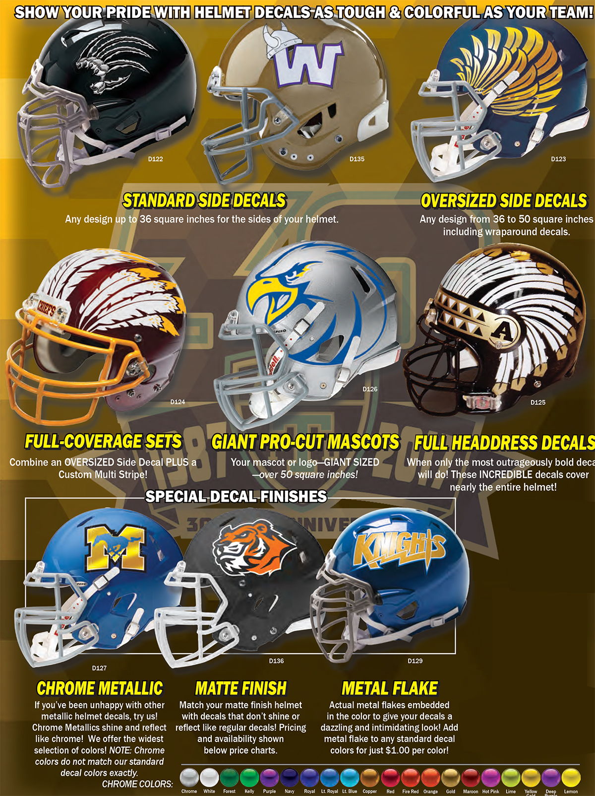 American Football Gridiron Helmet Decals 1